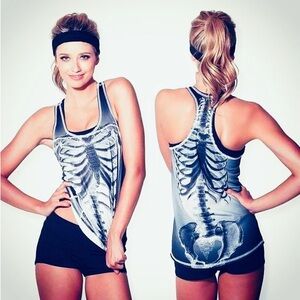 BlackMilk Skeleton Print Muscle Tank - Size M
